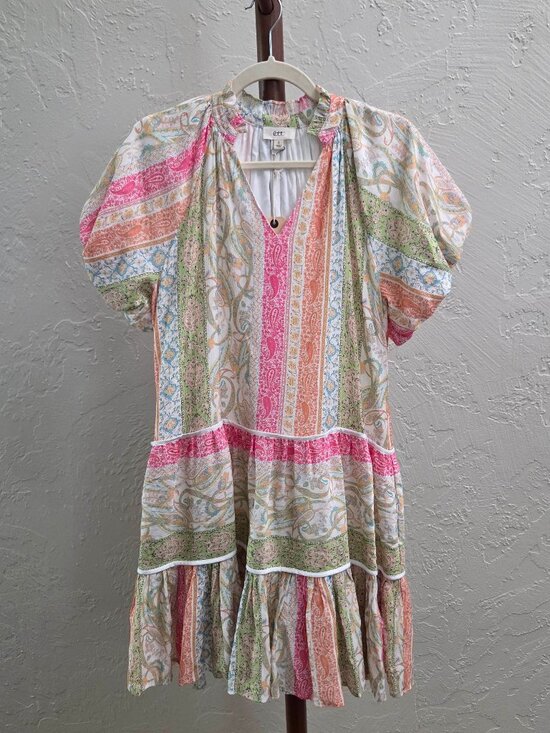 Ott Dresses & Skirts - D43. Multi Striped Paisley Tiered‎ Babydoll Dress